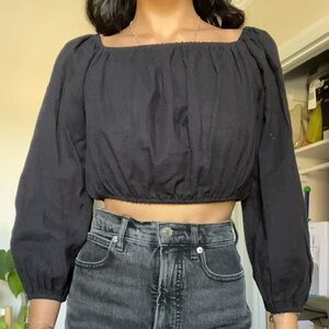 Compania Fantastica Black Cropped Blouse